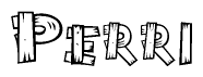 The clipart image shows the name Perri stylized to look like it is constructed out of separate wooden planks or boards, with each letter having wood grain and plank-like details.