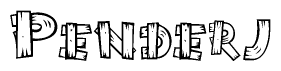 The clipart image shows the name Penderj stylized to look like it is constructed out of separate wooden planks or boards, with each letter having wood grain and plank-like details.