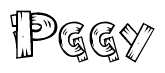 The clipart image shows the name Pggy stylized to look like it is constructed out of separate wooden planks or boards, with each letter having wood grain and plank-like details.