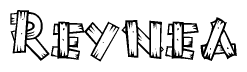 The clipart image shows the name Reynea stylized to look like it is constructed out of separate wooden planks or boards, with each letter having wood grain and plank-like details.