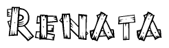 The clipart image shows the name Renata stylized to look like it is constructed out of separate wooden planks or boards, with each letter having wood grain and plank-like details.