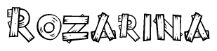 The clipart image shows the name Rozarina stylized to look like it is constructed out of separate wooden planks or boards, with each letter having wood grain and plank-like details.