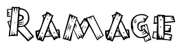 The image contains the name Ramage written in a decorative, stylized font with a hand-drawn appearance. The lines are made up of what appears to be planks of wood, which are nailed together