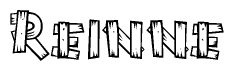 The clipart image shows the name Reinne stylized to look like it is constructed out of separate wooden planks or boards, with each letter having wood grain and plank-like details.