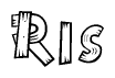 The clipart image shows the name Ris stylized to look as if it has been constructed out of wooden planks or logs. Each letter is designed to resemble pieces of wood.