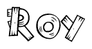 The clipart image shows the name Roy stylized to look as if it has been constructed out of wooden planks or logs. Each letter is designed to resemble pieces of wood.