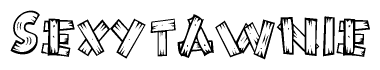 The clipart image shows the name Sexytawnie stylized to look like it is constructed out of separate wooden planks or boards, with each letter having wood grain and plank-like details.