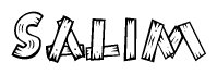 The clipart image shows the name Salim stylized to look as if it has been constructed out of wooden planks or logs. Each letter is designed to resemble pieces of wood.