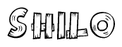 The clipart image shows the name Shilo stylized to look like it is constructed out of separate wooden planks or boards, with each letter having wood grain and plank-like details.