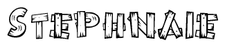 The image contains the name Stephnaie written in a decorative, stylized font with a hand-drawn appearance. The lines are made up of what appears to be planks of wood, which are nailed together