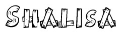 The clipart image shows the name Shalisa stylized to look as if it has been constructed out of wooden planks or logs. Each letter is designed to resemble pieces of wood.