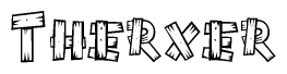 The clipart image shows the name Therxer stylized to look like it is constructed out of separate wooden planks or boards, with each letter having wood grain and plank-like details.