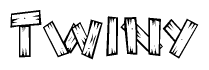The clipart image shows the name Twiny stylized to look as if it has been constructed out of wooden planks or logs. Each letter is designed to resemble pieces of wood.