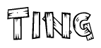 The clipart image shows the name Ting stylized to look as if it has been constructed out of wooden planks or logs. Each letter is designed to resemble pieces of wood.