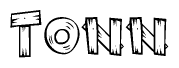 The clipart image shows the name Tonn stylized to look like it is constructed out of separate wooden planks or boards, with each letter having wood grain and plank-like details.