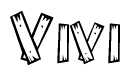 The clipart image shows the name Vivi stylized to look as if it has been constructed out of wooden planks or logs. Each letter is designed to resemble pieces of wood.