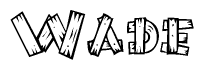 The image contains the name Wade written in a decorative, stylized font with a hand-drawn appearance. The lines are made up of what appears to be planks of wood, which are nailed together