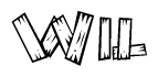The clipart image shows the name Wil stylized to look like it is constructed out of separate wooden planks or boards, with each letter having wood grain and plank-like details.