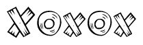The clipart image shows the name Xoxox stylized to look like it is constructed out of separate wooden planks or boards, with each letter having wood grain and plank-like details.