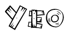 The clipart image shows the name Yeo stylized to look like it is constructed out of separate wooden planks or boards, with each letter having wood grain and plank-like details.