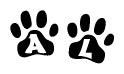 The image shows a series of animal paw prints arranged horizontally. Within each paw print, there's a letter; together they spell Al