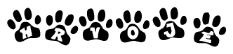 The image shows a series of animal paw prints arranged horizontally. Within each paw print, there's a letter; together they spell Hrvoje