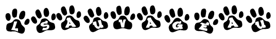 The image shows a series of animal paw prints arranged horizontally. Within each paw print, there's a letter; together they spell Lsauvageau