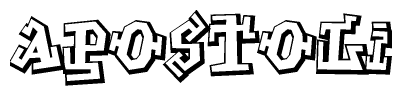 The clipart image features a stylized text in a graffiti font that reads Apostoli.