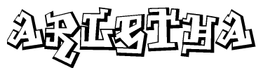The clipart image depicts the word Arletha in a style reminiscent of graffiti. The letters are drawn in a bold, block-like script with sharp angles and a three-dimensional appearance.