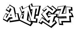 The clipart image depicts the word Angy in a style reminiscent of graffiti. The letters are drawn in a bold, block-like script with sharp angles and a three-dimensional appearance.