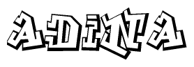The clipart image features a stylized text in a graffiti font that reads Adina.
