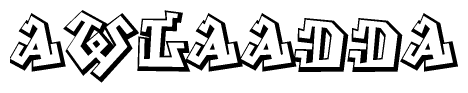The clipart image depicts the word Awlaadda in a style reminiscent of graffiti. The letters are drawn in a bold, block-like script with sharp angles and a three-dimensional appearance.