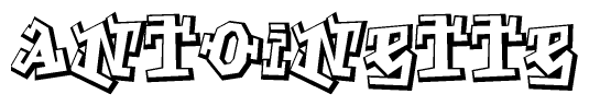 The image is a stylized representation of the letters Antoinette designed to mimic the look of graffiti text. The letters are bold and have a three-dimensional appearance, with emphasis on angles and shadowing effects.