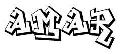 The clipart image depicts the word Amar in a style reminiscent of graffiti. The letters are drawn in a bold, block-like script with sharp angles and a three-dimensional appearance.