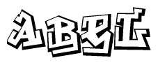 The image is a stylized representation of the letters Abel designed to mimic the look of graffiti text. The letters are bold and have a three-dimensional appearance, with emphasis on angles and shadowing effects.