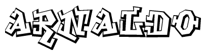 The clipart image depicts the word Arnaldo in a style reminiscent of graffiti. The letters are drawn in a bold, block-like script with sharp angles and a three-dimensional appearance.