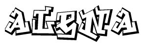 The clipart image depicts the word Alena in a style reminiscent of graffiti. The letters are drawn in a bold, block-like script with sharp angles and a three-dimensional appearance.