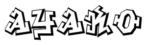 The clipart image features a stylized text in a graffiti font that reads Ayako.