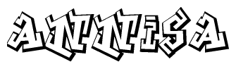 The clipart image depicts the word Annisa in a style reminiscent of graffiti. The letters are drawn in a bold, block-like script with sharp angles and a three-dimensional appearance.