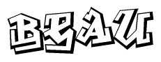 The clipart image depicts the word Beau in a style reminiscent of graffiti. The letters are drawn in a bold, block-like script with sharp angles and a three-dimensional appearance.