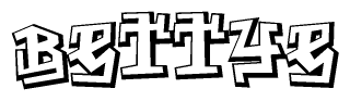 The clipart image depicts the word Bettye in a style reminiscent of graffiti. The letters are drawn in a bold, block-like script with sharp angles and a three-dimensional appearance.