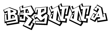 The image is a stylized representation of the letters Brenna designed to mimic the look of graffiti text. The letters are bold and have a three-dimensional appearance, with emphasis on angles and shadowing effects.