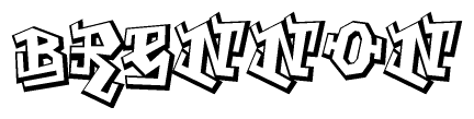 The image is a stylized representation of the letters Brennon designed to mimic the look of graffiti text. The letters are bold and have a three-dimensional appearance, with emphasis on angles and shadowing effects.