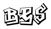 The image is a stylized representation of the letters Bes designed to mimic the look of graffiti text. The letters are bold and have a three-dimensional appearance, with emphasis on angles and shadowing effects.