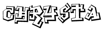 The clipart image depicts the word Chrysta in a style reminiscent of graffiti. The letters are drawn in a bold, block-like script with sharp angles and a three-dimensional appearance.