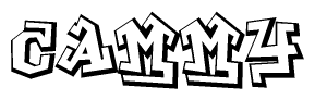 The clipart image depicts the word Cammy in a style reminiscent of graffiti. The letters are drawn in a bold, block-like script with sharp angles and a three-dimensional appearance.