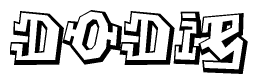 The clipart image depicts the word Dodie in a style reminiscent of graffiti. The letters are drawn in a bold, block-like script with sharp angles and a three-dimensional appearance.