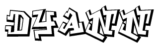 The clipart image depicts the word Dyann in a style reminiscent of graffiti. The letters are drawn in a bold, block-like script with sharp angles and a three-dimensional appearance.
