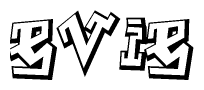 The clipart image features a stylized text in a graffiti font that reads Evie.