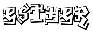The clipart image depicts the word Esther in a style reminiscent of graffiti. The letters are drawn in a bold, block-like script with sharp angles and a three-dimensional appearance.